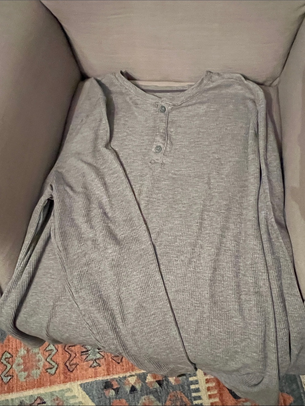 all in motion Waffle Henley Top - Charcoal Gray